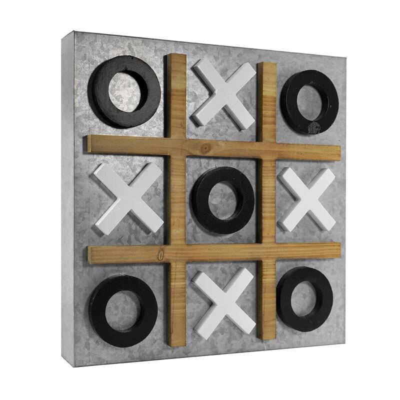 Magnetic Tic Tac Toe Wall Game Board - Black & White (15" x 15") - Multi-Color - 15" x 15"