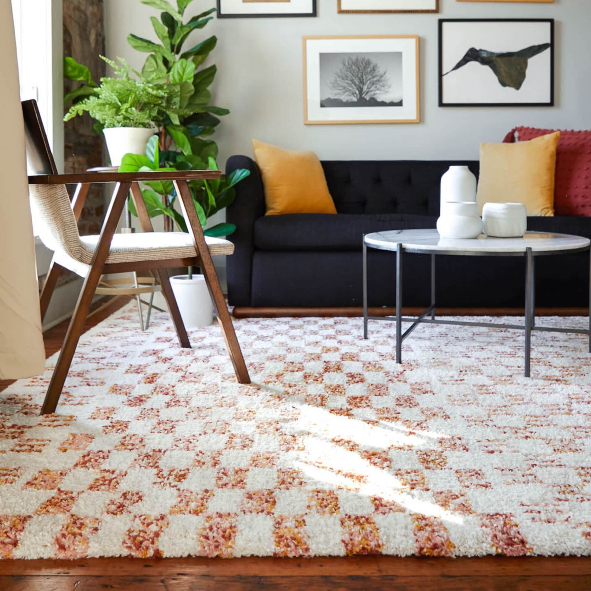 Mendieta Checkered Shag Area Rug - On Sale - Overstock - 33685412