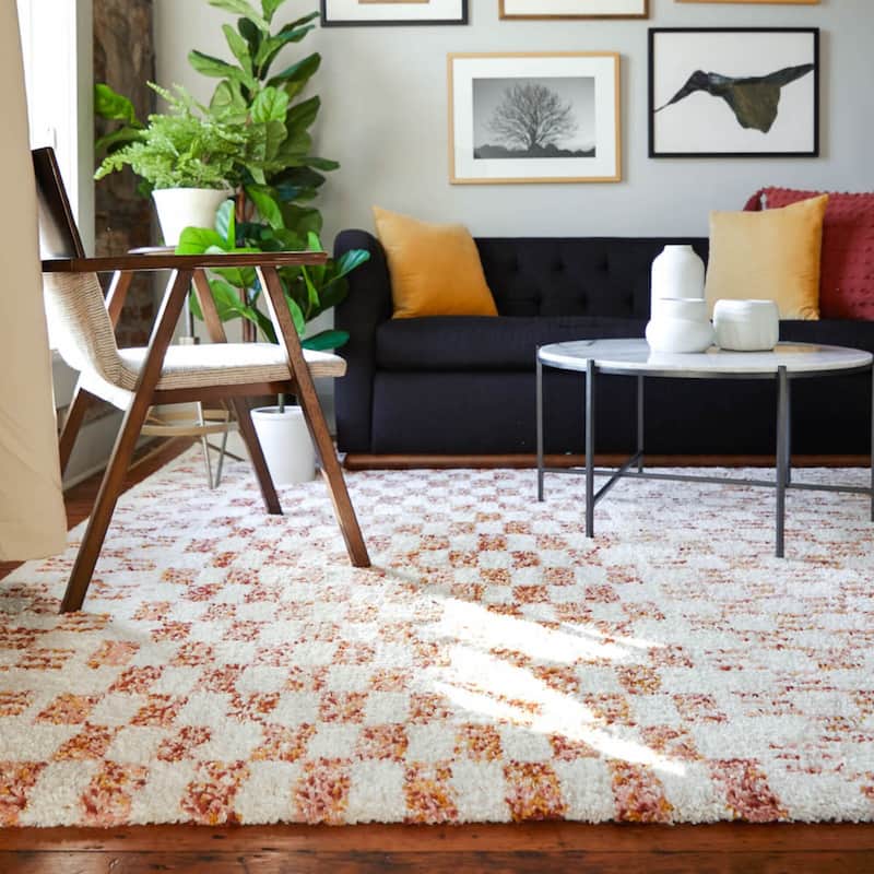 Mendieta Checkered Shag Area Rug