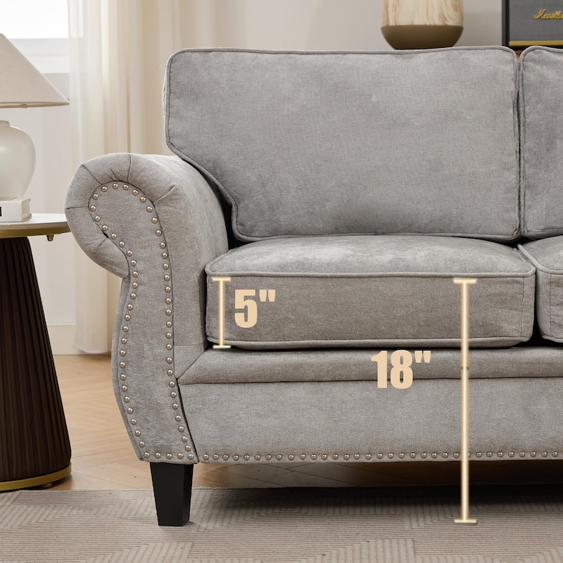 Modern Chenille Fabric Modular L Shaped Sectional Sofa Couch,6 Seater