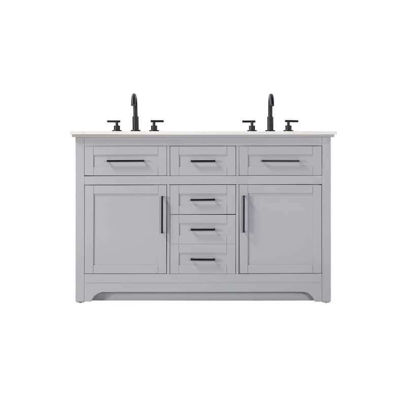 Nathaniel Double Bathroom Vanity (54-84 inch) - Grey - 54"