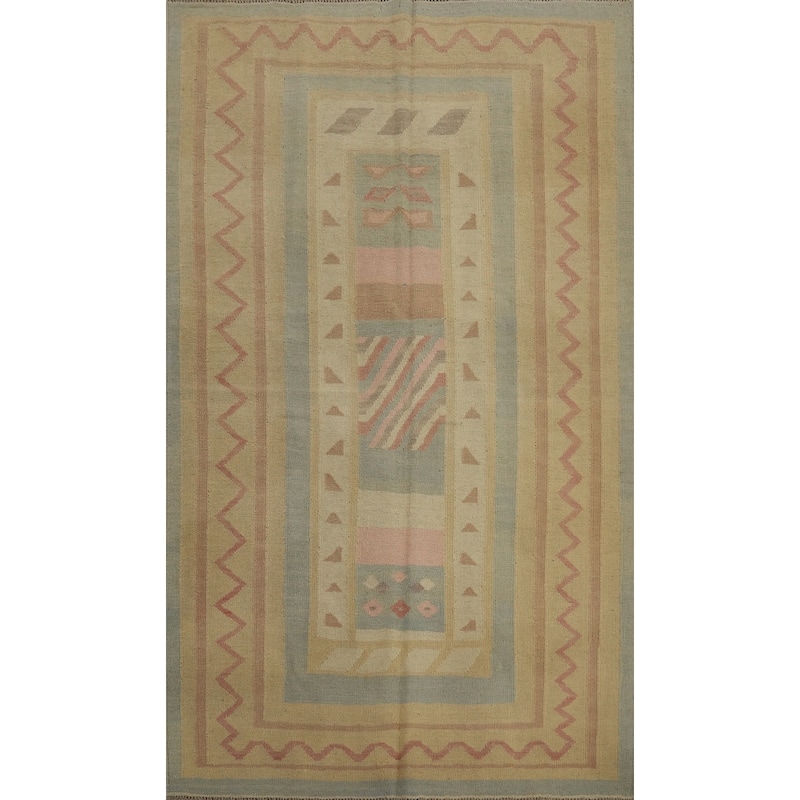 Hand Woven Oriental 100% Wool Carpet Southwestern Tribal Multi-Colored Kilim Area Rug - 6' 6'' X 4' 1''