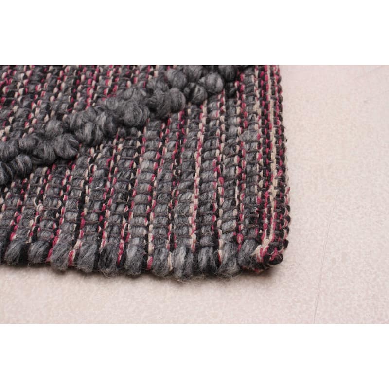 ECARPETGALLERY Braid weave Sienna Grey Wool Rug - 5'11 x 9'0