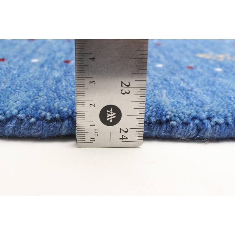 ECARPETGALLERY Hand Loomed Kashkuli Gabbeh Blue Wool Rug - 2'2 x 7'11