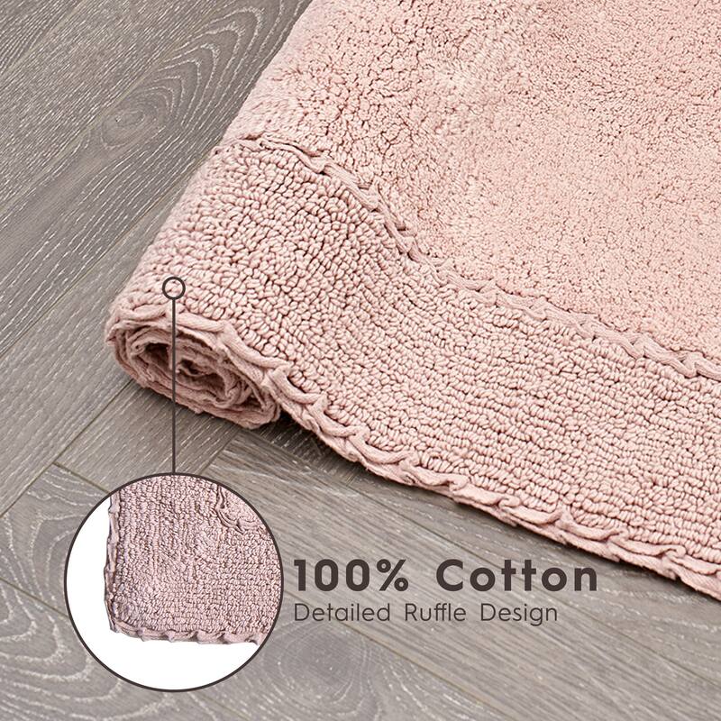 Laura Ashley Ruffle Border Pure Cotton Bath Rugs