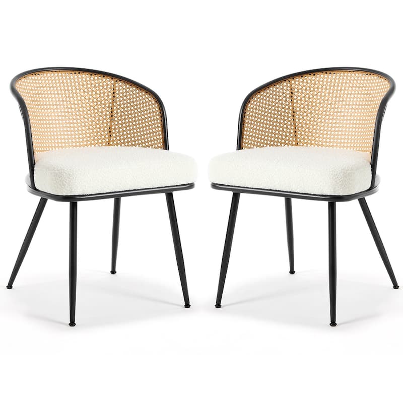 Upholstered Rattan Dining Chairs with Metal Legs Set of 2/4 - 29.92"H x 20.5"W x 23.03"D