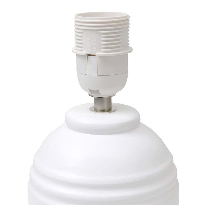 Ceramic Mini Jar Table Lamp with Fabric Drum Shade for Bedroom, Living Room - 6 x 6 x 13 in. (L x W x H)