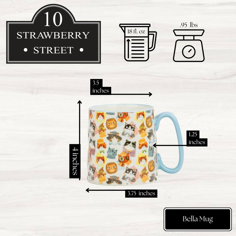 10 Strawberry Street Bella Animal Mugs, Set of 4
