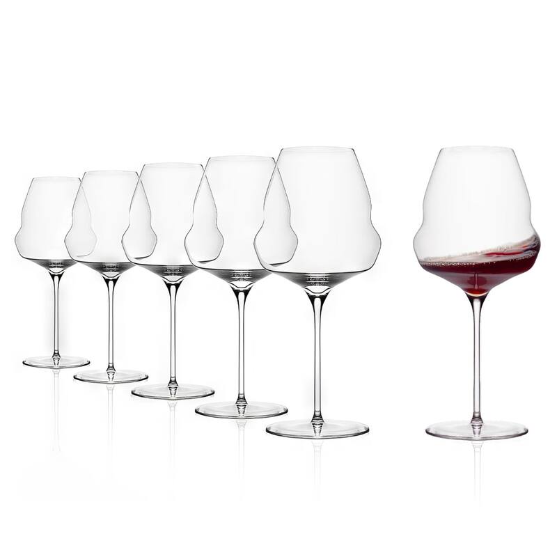 Stolzle Lausitz Set of 6 Cocoon Burgundy Wine Glasses - 25 oz - 25 oz - Clear
