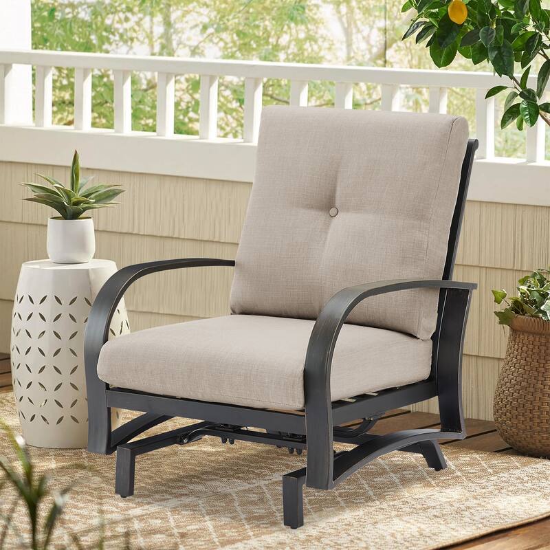 Outdoor Club Chair, Patio Aluminum Single Chair with Sunbrella Fabric Cushion