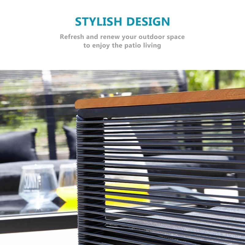 4-pc. Black Wicker Cord Patio Conversation Set