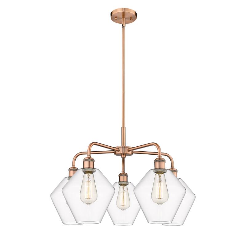 Innovations Lighting Cindyrella - 5 Light 8" Stem Hung Chandelier - Clear/Antique Copper