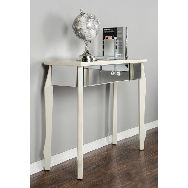1 Drawer Mirrored Console Table Mdf Wood Gl In 1 Drawer Mirrored Console Table Mdf Wood Gl In Antique White