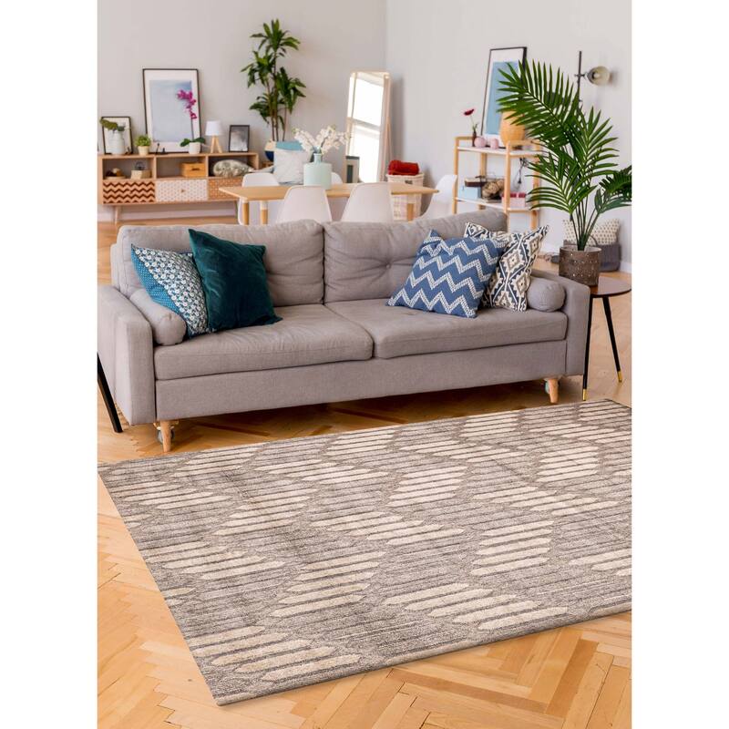 ECARPETGALLERY Hand Loomed Elysian Grey Silk Rug - 6'7 x 9'11