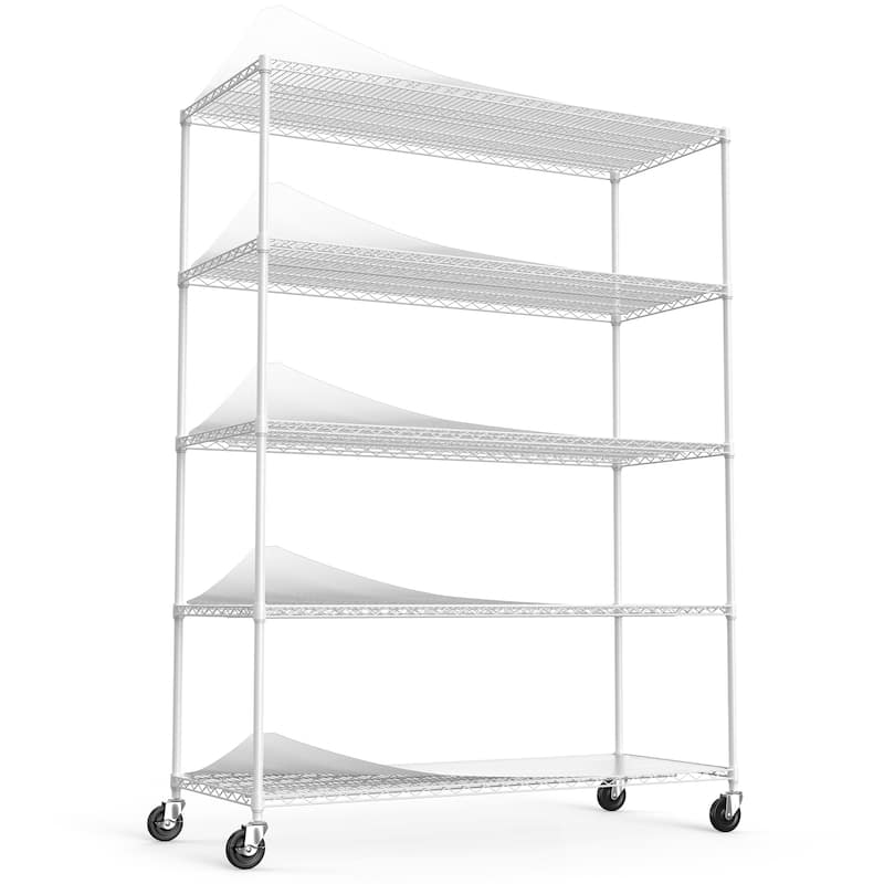 5 Tier Shelf Wire Shelvin,with Wheels & Shelf Liners