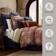 preview thumbnail 5 of 6, HiEnd Accents Melinda Red/Navy Washed Linen Vintage Floral Medallion 3 Piece Duvet Cover Set