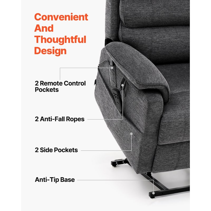 Beige Chenille Dual-Motor Lift Chair, Massage, Heat & Recliner