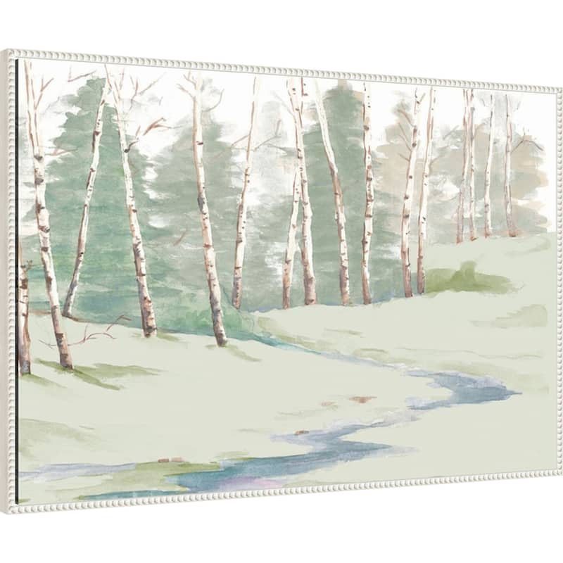 Winter Wood Landscape by Patricia Pinto Framed Canvas Wall Art Print - Sylvie Beaded White