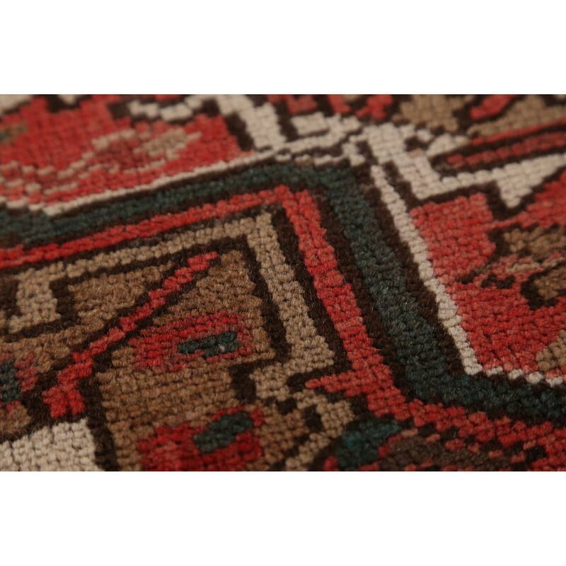 Hand Knotted Oriental 100% Wool Carpet Traditional Medallion Red Heriz Area Rug - 9' 1'' X 6' 11''