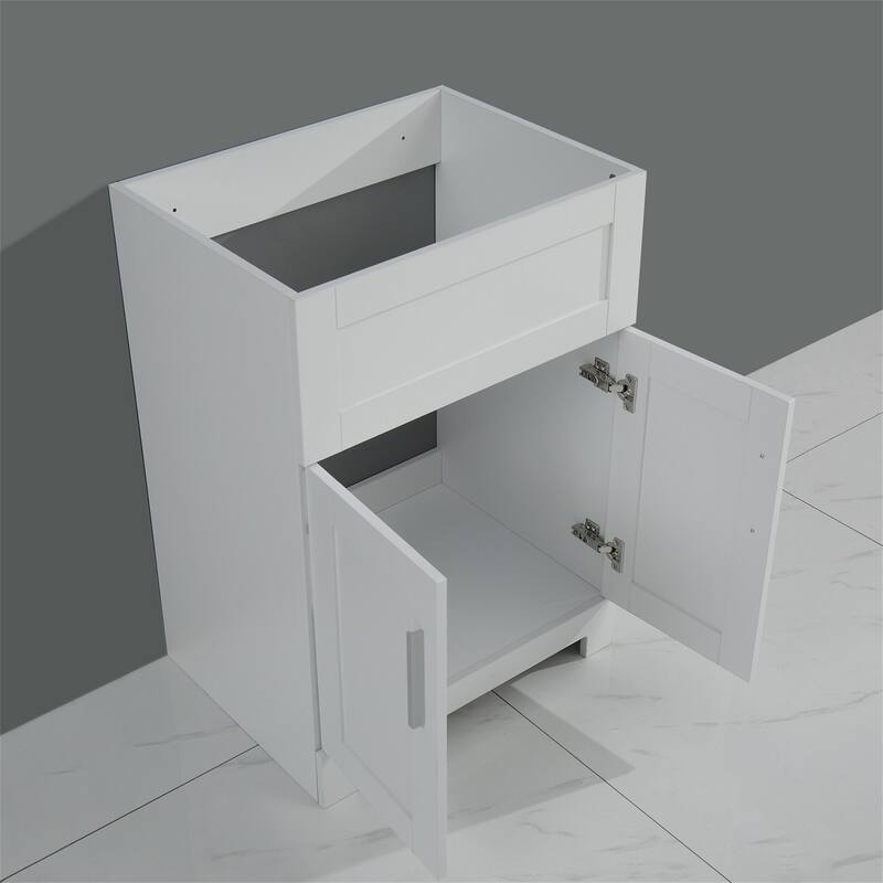 24in White Paint Free Laundry Tub Cabinet with Stainless Steel Combo