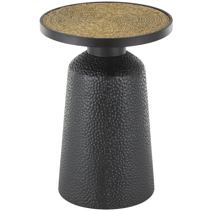 Metal Handmade Accent Table with Rope Tabletop - Black - Roche River Decor - Black