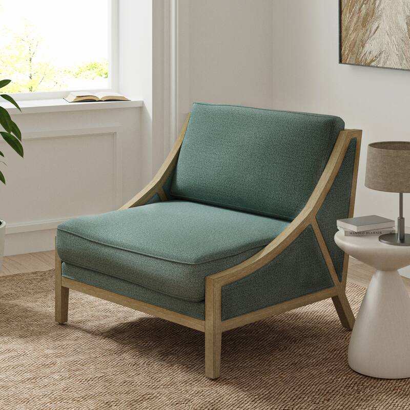 Kim Farmhouse Armchair with Solid Wood Legs