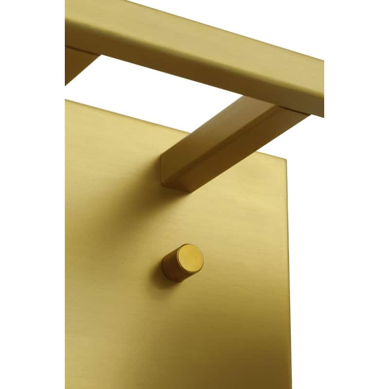 Vertex Collection Four-Light Brushed Gold Etched White Glass Contemporary Bath Light - 29 in x 6.25 in x 7.5 in