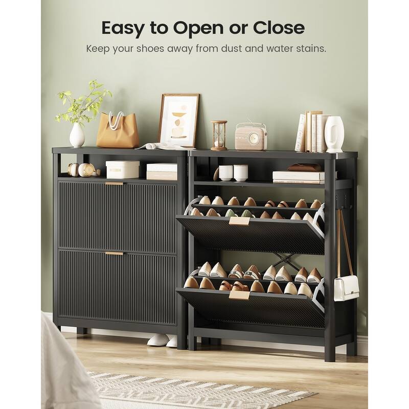 Shoe Storage Cabinet with 2 Large Flip Drawers Shoe Rack Cabinet