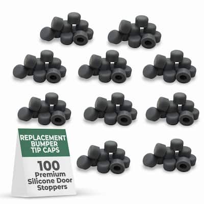 Renovators Supply Grey Premium Silicone Door Stopper Tips 1/4" ID Door Stopper Bumper Caps 10 Replacement Tip Ends Pack of 10