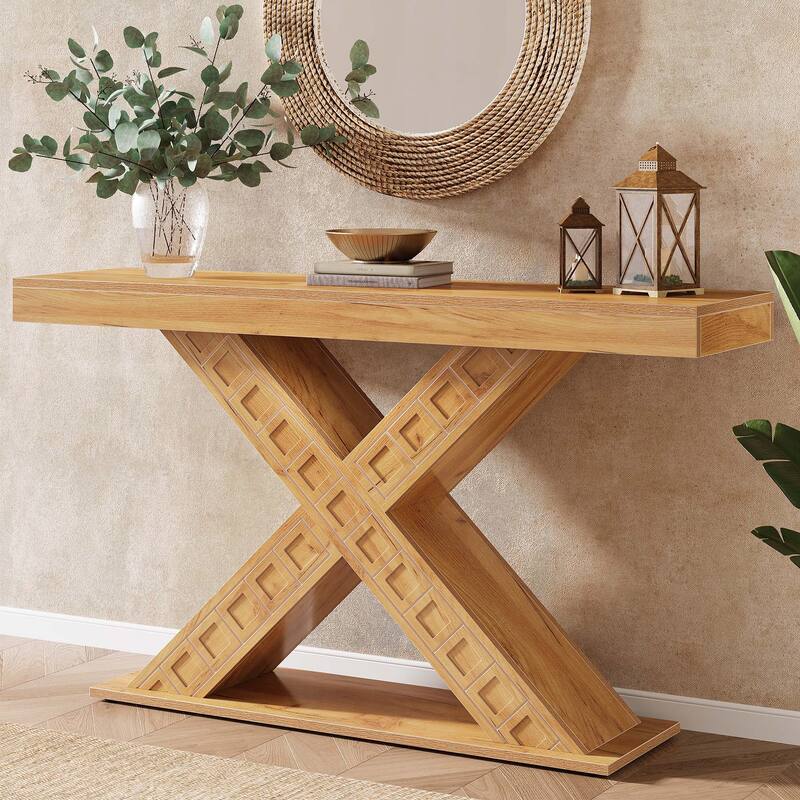 55 Inch Wooden Console Table for Entryway