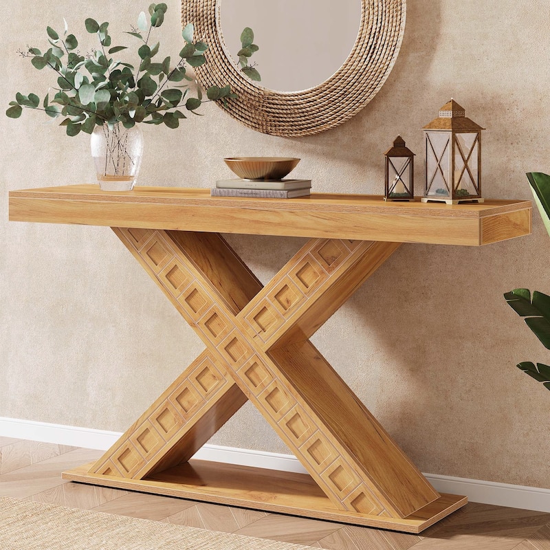 55 Inches Rustic Sofa Table for Entryway - 55.1" W x 13.7" D x 34.06" H - Rustic Brown