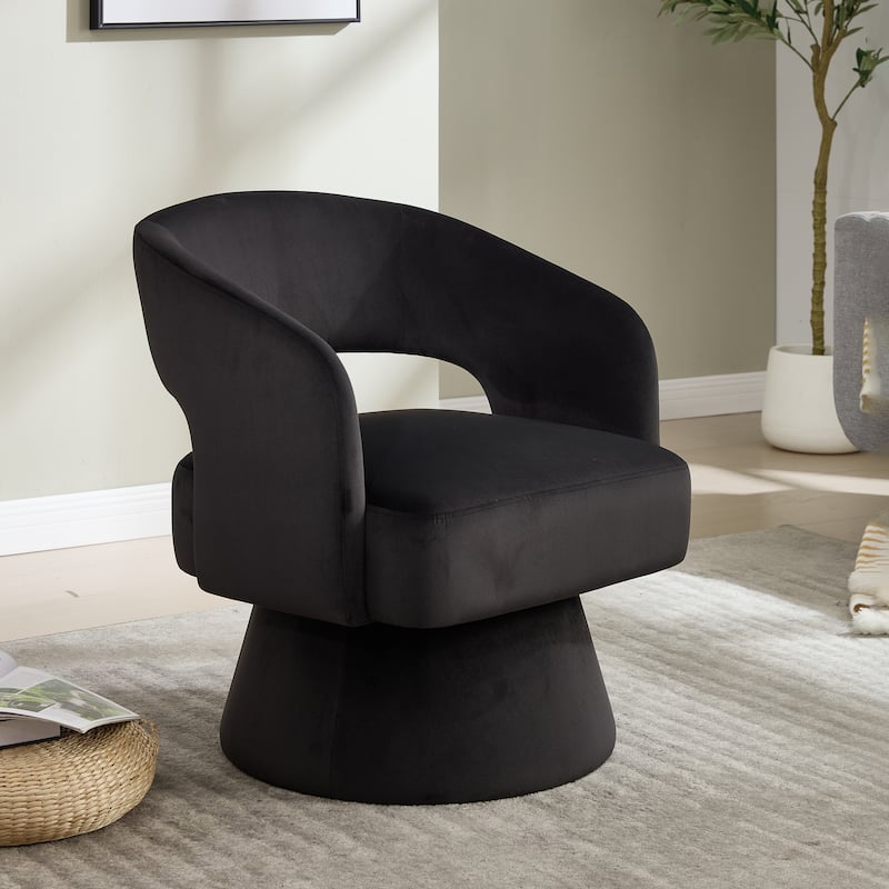 Swivel Barrel Chair, Velvet Accent Armchair 360 Degree Swivel Club Chair for Living Room Bedroom Reception Room