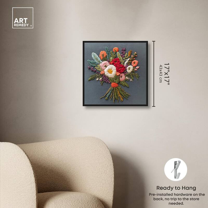 Stitched Bloom Bouquet I Canvas by Art Remedy
