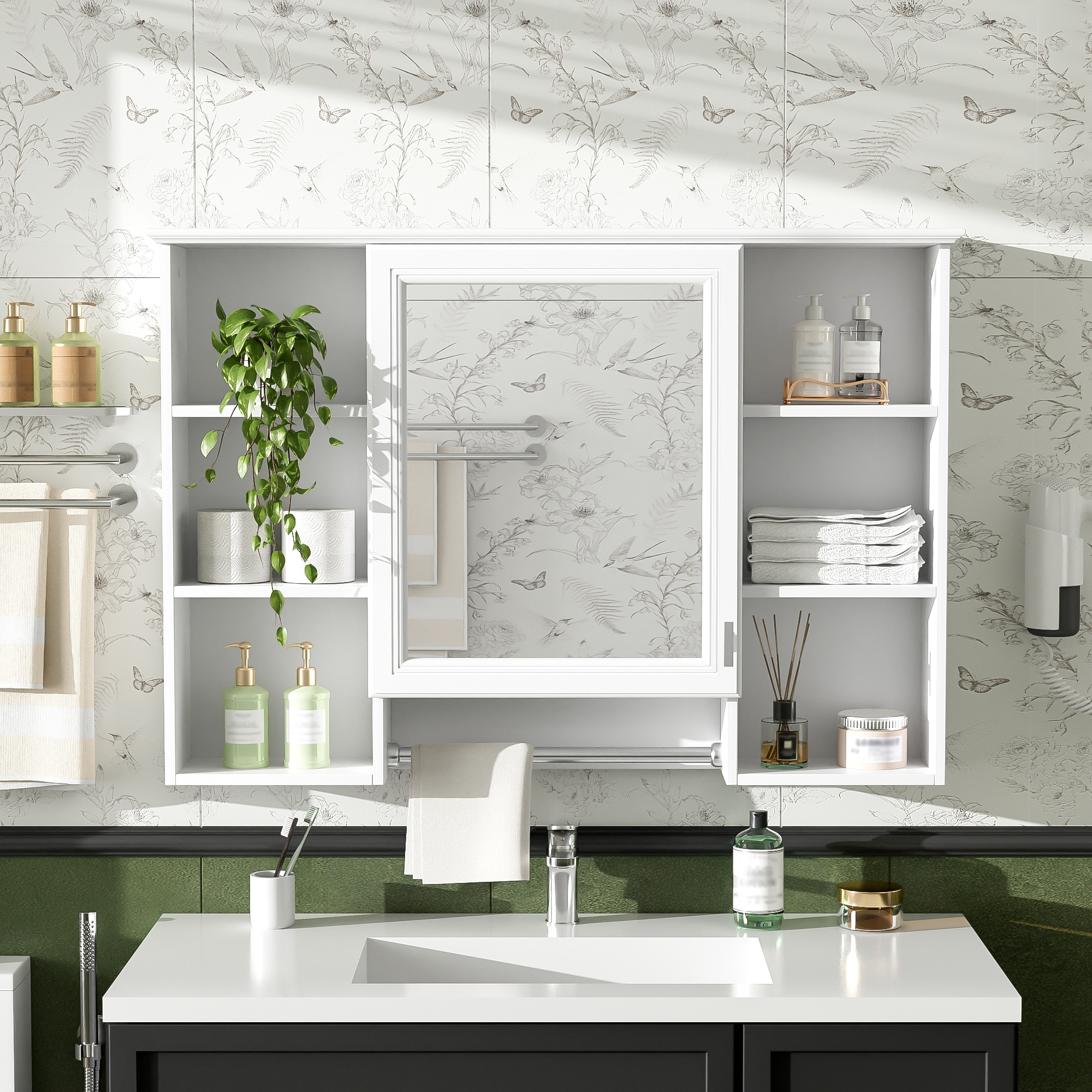 Roomfitters 42 Inch 3-in-1 Wall Mount Medicine Cabinet, Mirror Storage with Adjustable Shelf & Soft Close Doors