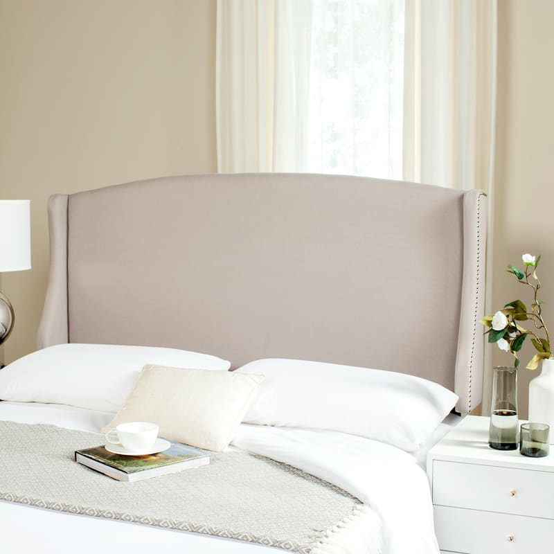 SAFAVIEH Irmgarda Queen-Size Taupe Linen-Upholstered Wingback Headboard - Taupe - Queen