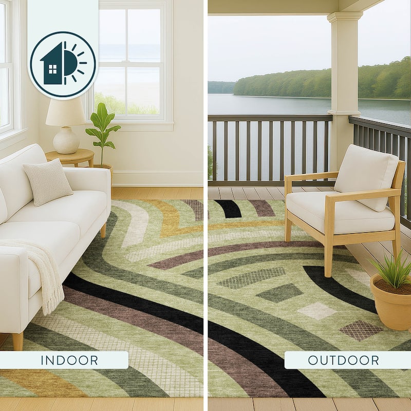 Machine Washable Indoor/ Outdoor Modern Jalen Chantille Rug