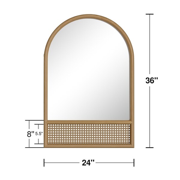 Wooden Right Angle Arched Two Tone Full Wall Mirror with Stand