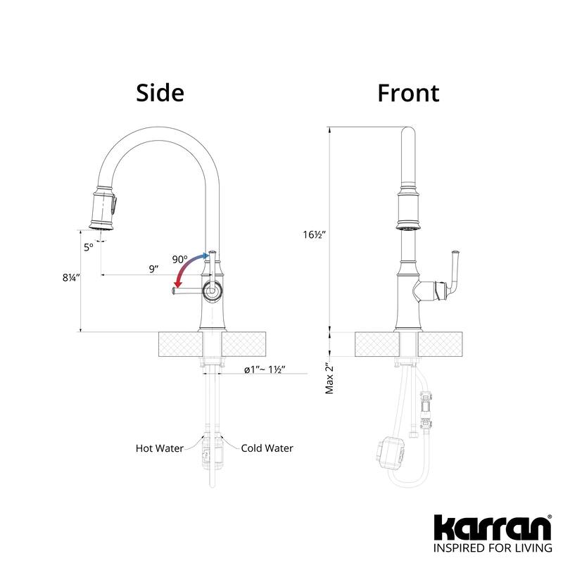 Karran Auburn One-Handle Pull Down Dual Function Sprayer Kitchen Faucet