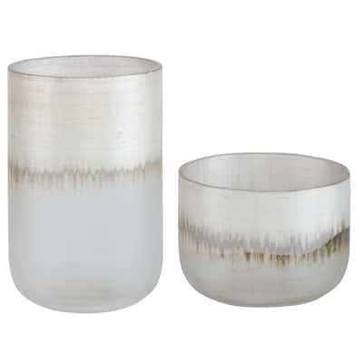 Uttermost Frost Silver Drip Glass Vases, Set/2