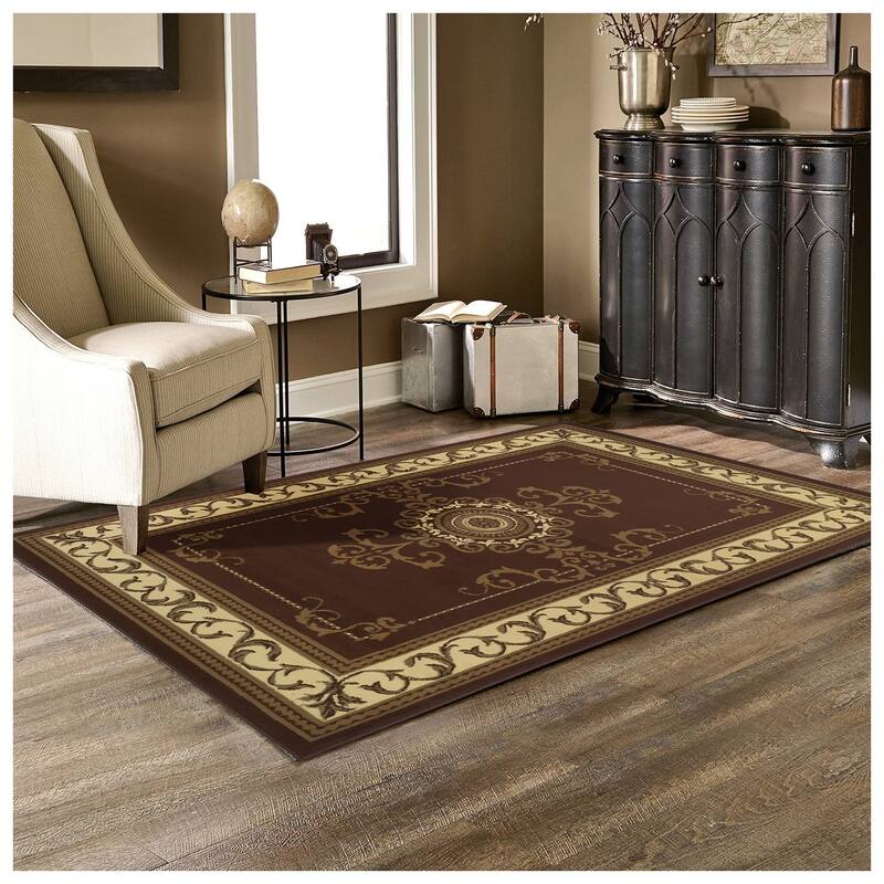 Traditional Medallion Floral Indoor Runner or Area Rug by Superior - 5' x 8' - Toffee