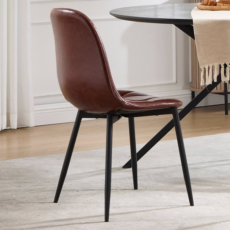 2 Piece Kitchen Dining Chairs with Upholstered Cushions, Metal Legs, High Backrest for Dining Room Kitchen Living Room Bedroom