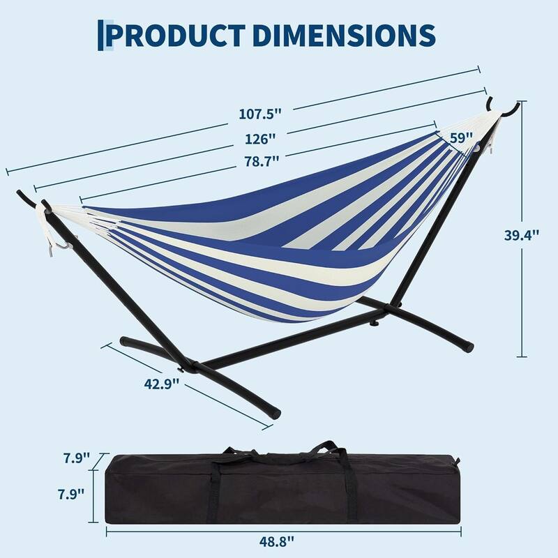 Portable Double Hammocks with Carrying Bag for Outside, 450 lbs Capacity