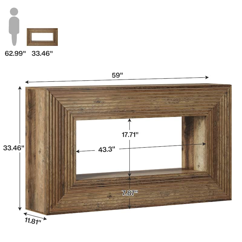 Narrow Wood Console Sofa Accent Table for Entryway Living Room