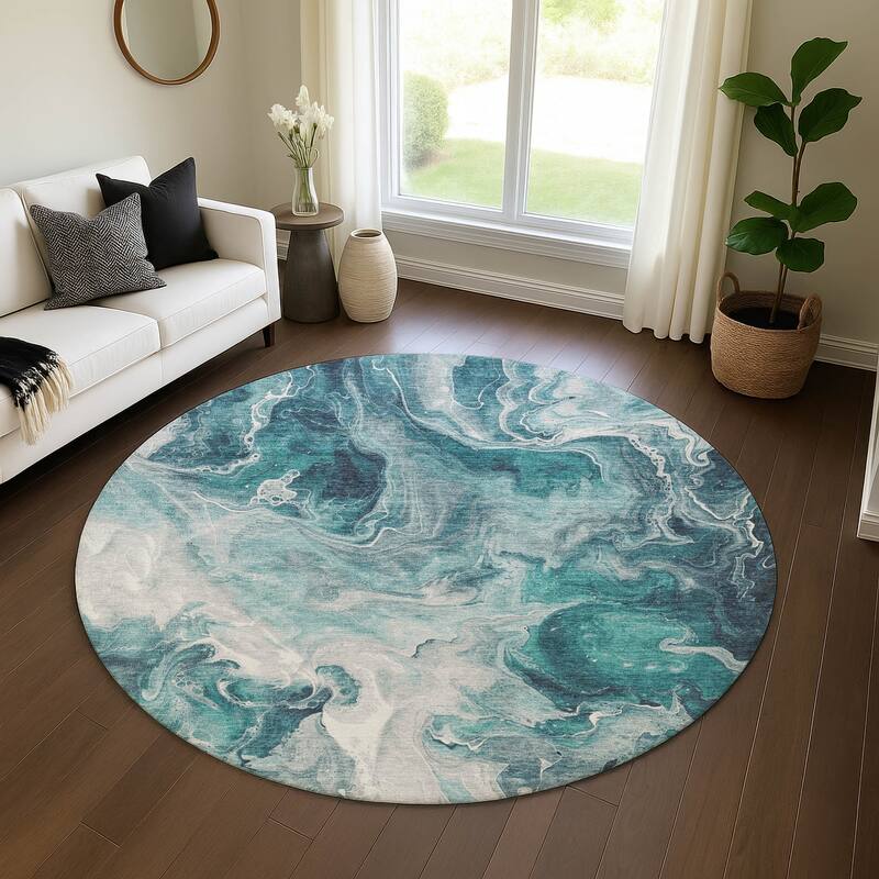Premium Washable Super Soft Modern Chic Mayfield Rug - Teal - 8' x 8'