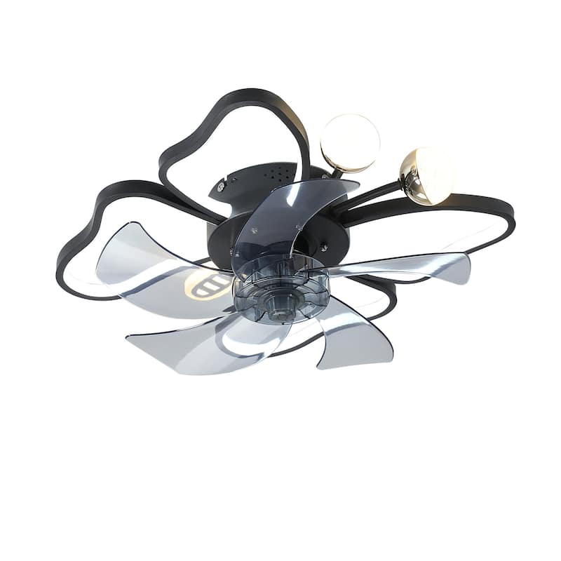 20 in. W x 6 in. H Iron Ceiling Fan in Black with Dimmable LED Lights - 20" x 6" in.