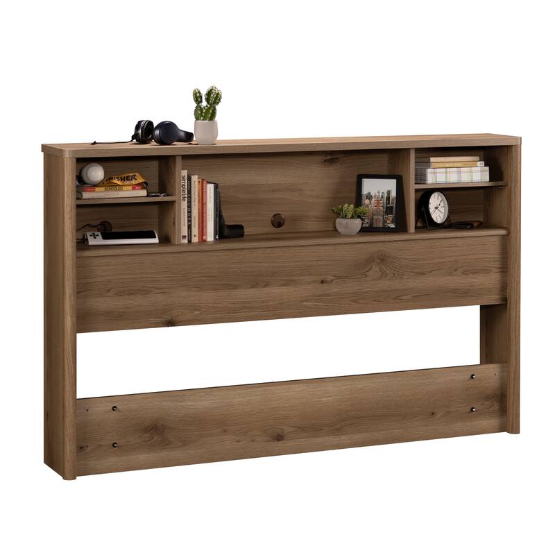 Engineered Wood Vintage Full/Queen Bookcase Headboard with Spacious Storage Cubby