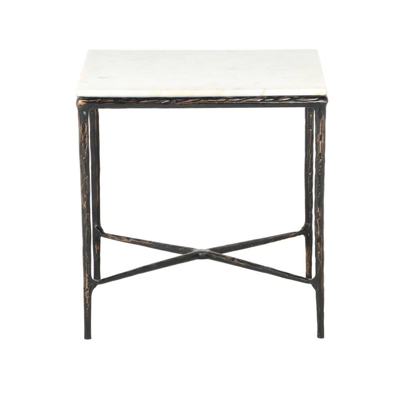 Sevita Marion Marble and Metal Side Table Contemporary End Table - 22" H x 22" W x 22" D
