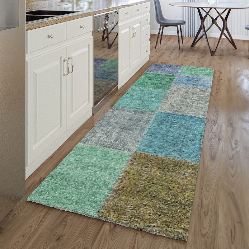 Premium Washable Super Soft Vintage Global Mayfield Rug - Green - 2' 3" x 7' 6" - Runner