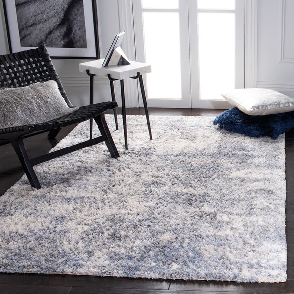 slide 2 of 4, SAFAVIEH Berber Shag Yasumi Abstract 1.25-inch Thick Rug 2' x 3' - Ivory/Blue