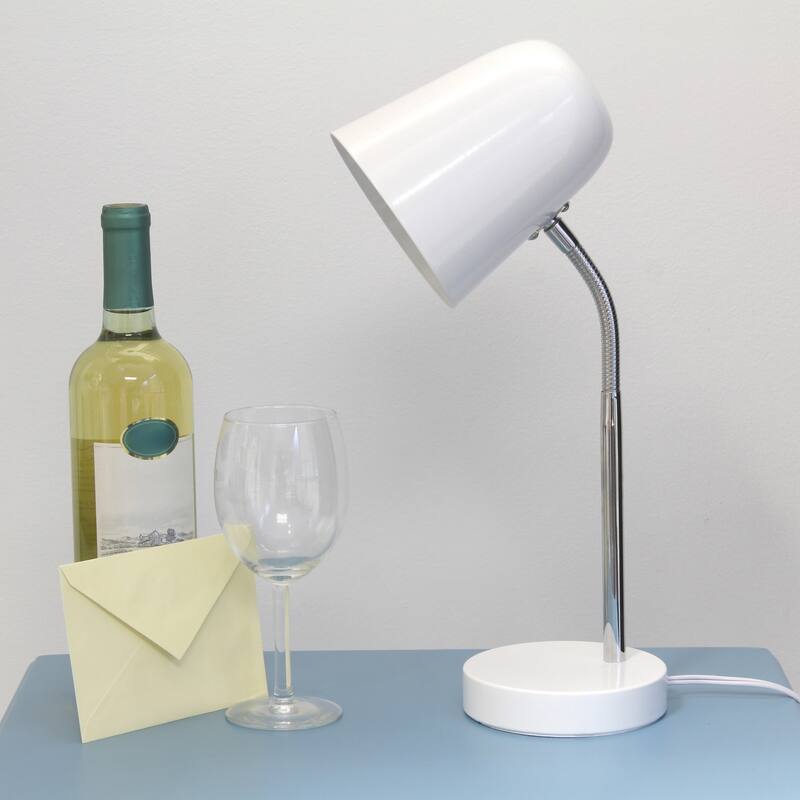 Minimalist Metal Gooseneck Desk Lamp with Adjustable Chrome Arm Modern Task Lighting Multiple Colors